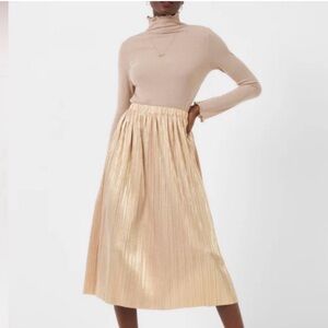 French Connection Gold A-Line Skirt